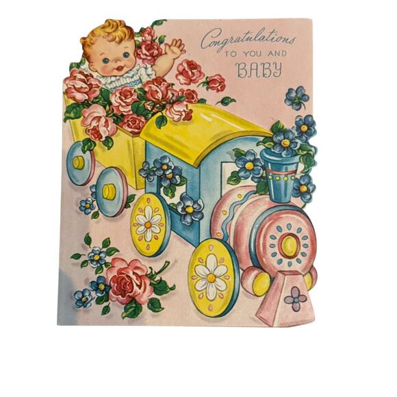 Baby Newborn Cards (4) Welcome Congratulations VTG Used USA Made Birth Announce - Picture 6 of 9